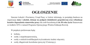 Fundusze na organizację staży, szkoleń.