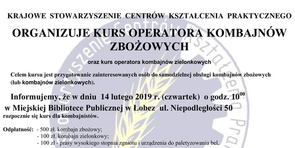 KURS OPERATORA KOMBAJNÓW ZBOŻOWYCH