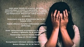 Zapraszamy  na  zajęcia edukacyjne w zakresie podstaw prawnych i zagadnień psychologicznych dotyczących reakcji na przemoc w rodzinie