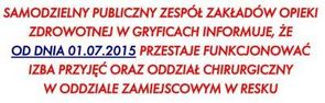 Przestaje funkjonować izba przyjęć oraz oddział chirurgiczny w oddziale zamiejscowym w Resku