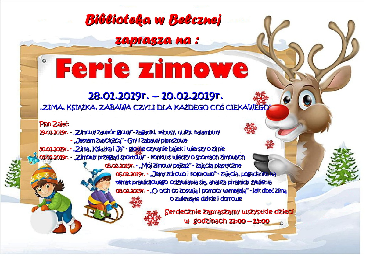 Ferie zimowe - Biblioteka w Bełcznej