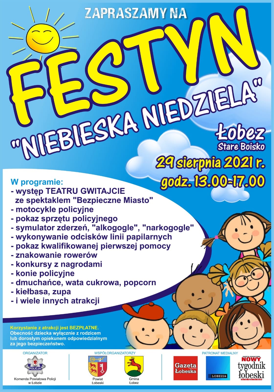 plakat dotyczący Festynu pn,niebieska Niedziela''