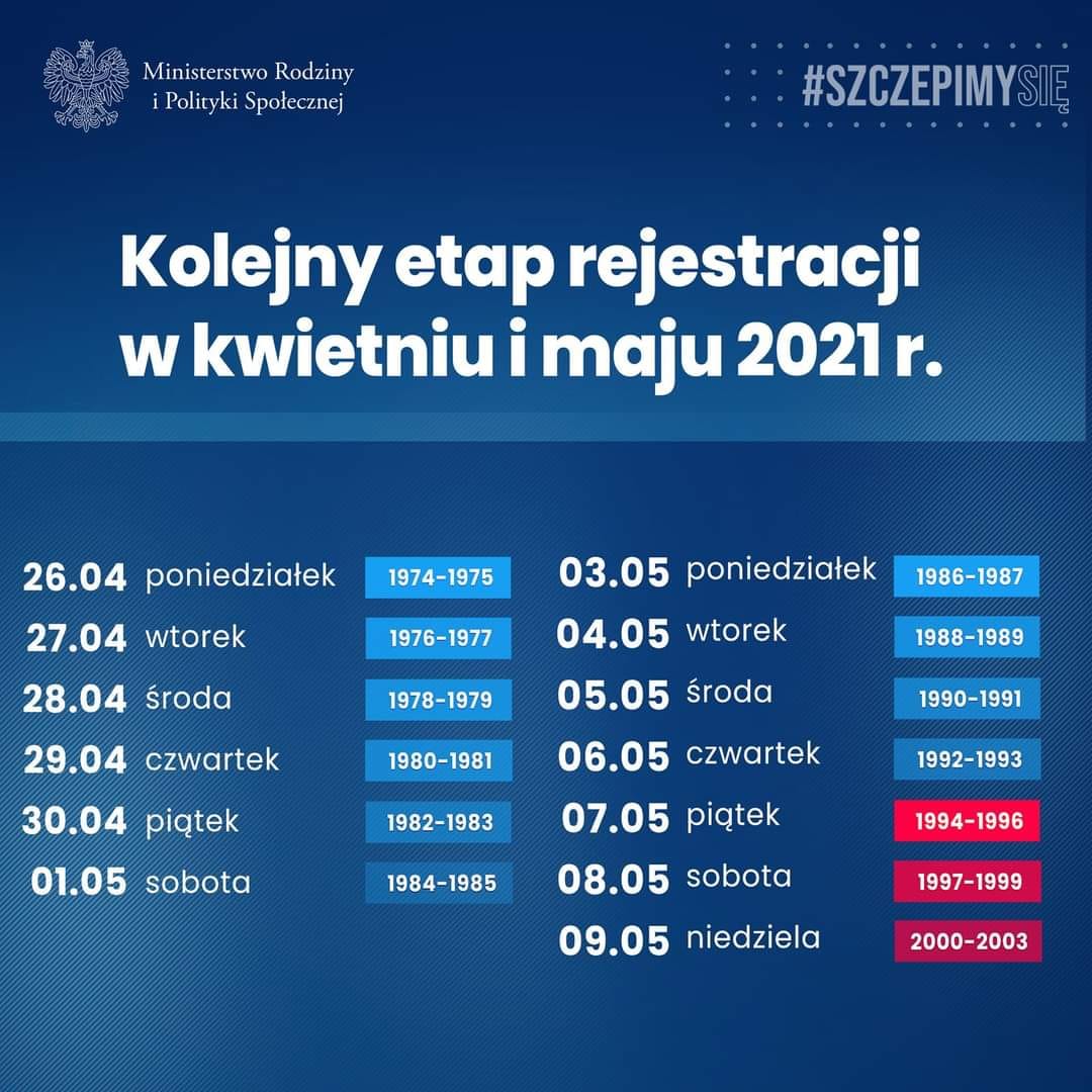 plakat dotyczący harmonogramu szczepień 