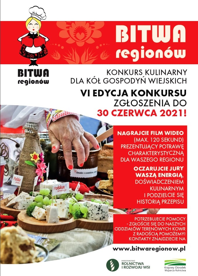 plakat o konkursie kulinarnym dla Kół Gospodyń Wiejskich – „Bitwa Regionów”‼