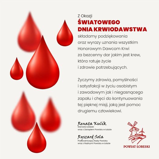plakay z życzeniami z okazji Światowego dnia krwiodawstwa