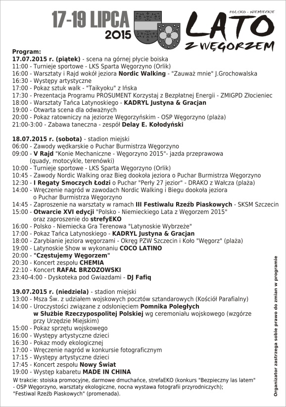 Lato z Węgorzem 2015 - program