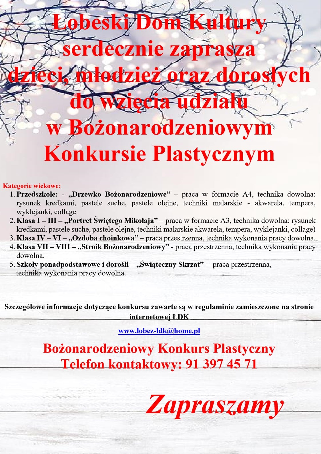 plakat dotyczący konkursu Boże Narodzenie 