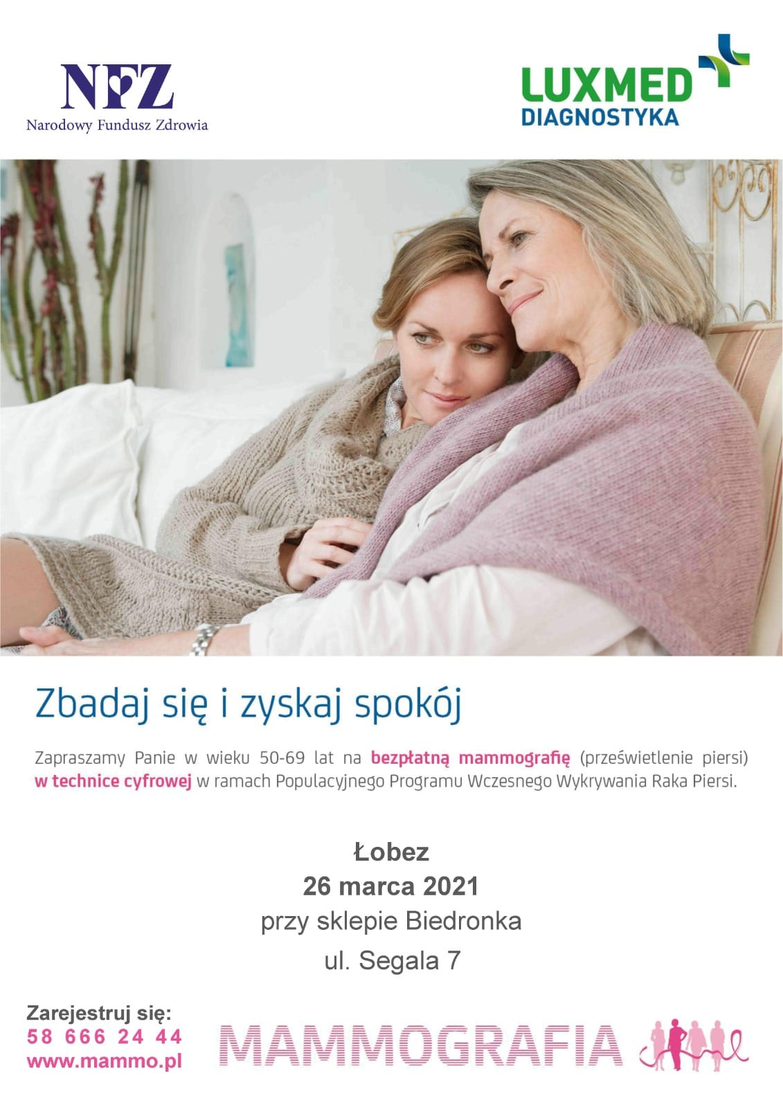 plakata dotyczący mammografii bezpłatnych bada dla kobiet