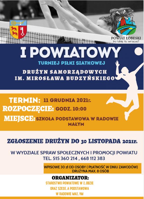 plakat I POWIATOWY TURNIEJ PIŁKI SIATKOWEJ DRUŻYN SAMORZĄDOWYCH