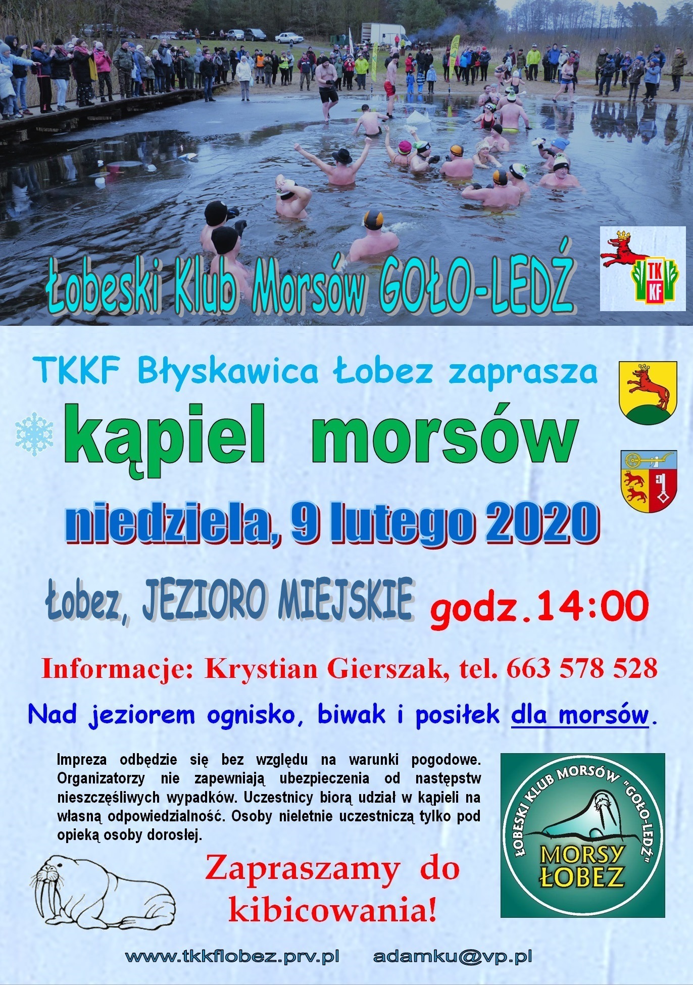 Kąpiel morsów nad Miejskim 09.02.2020