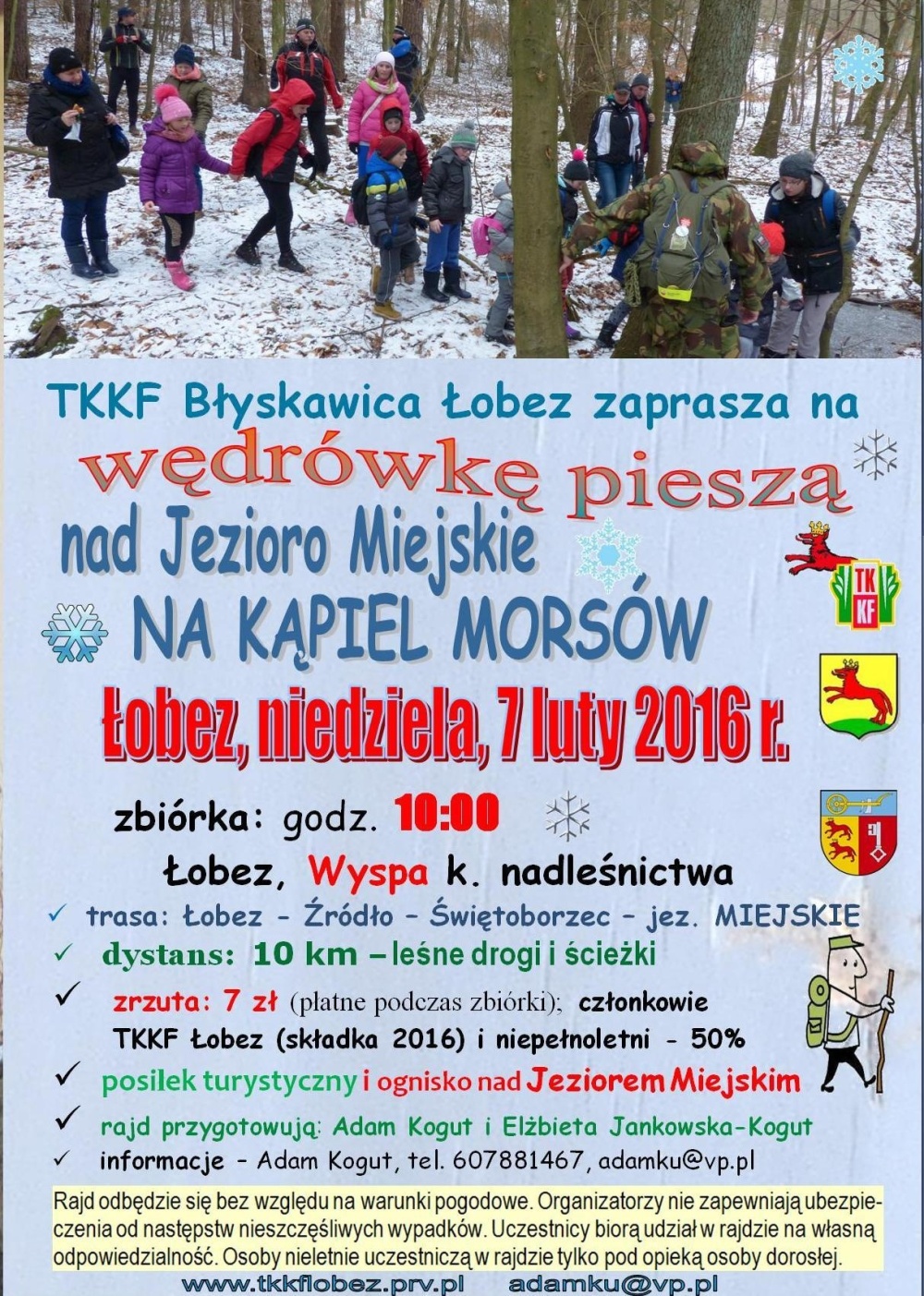 Piesza wędrówka - kąpiel morsów 7 luty 2016
