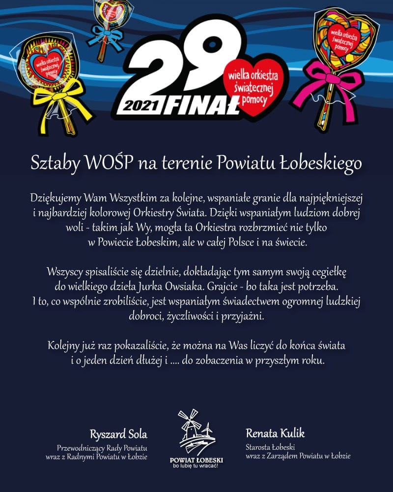 podziękowania WOŚP