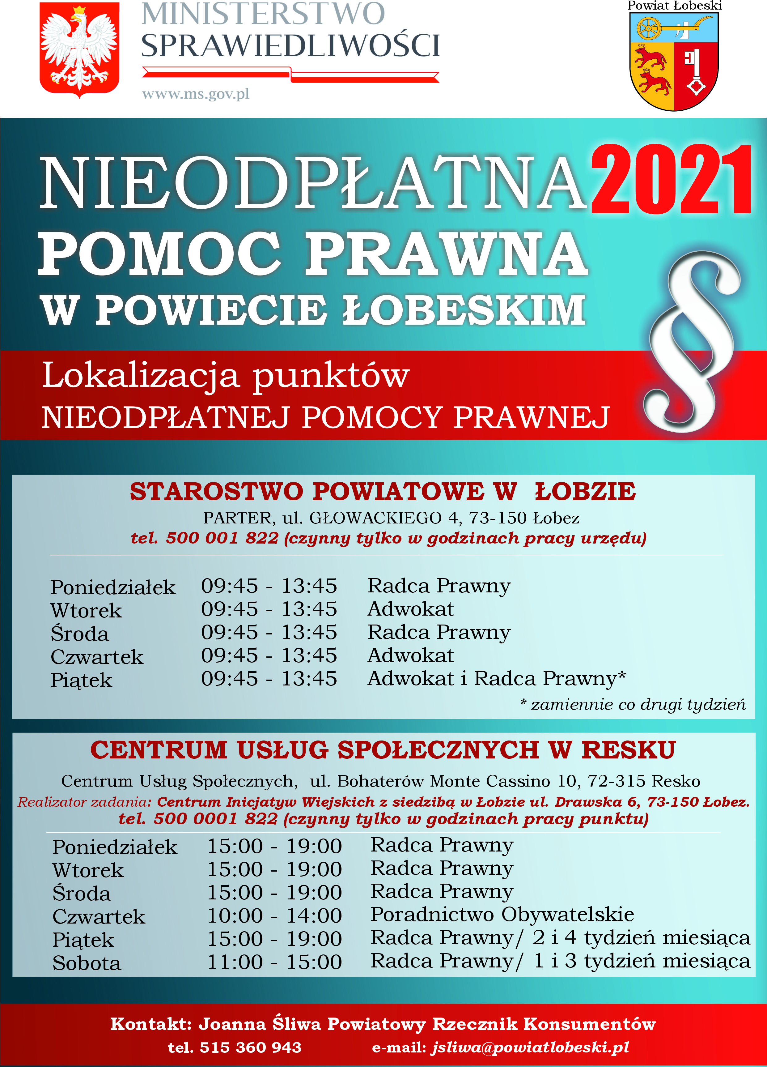 Nieodpłatna Pomoc Prawna w Powiecie Łobeskim 2021