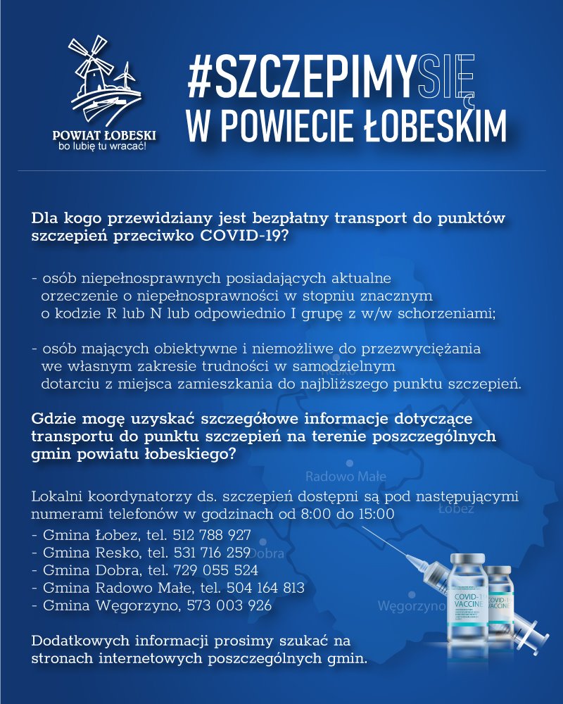 plakata przedstawiający punkty szczepień przeciwko covid-19