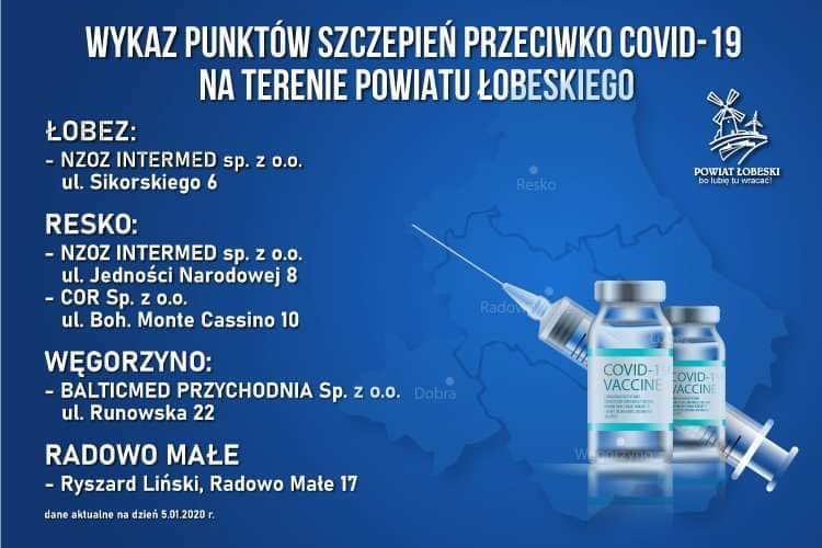 plakata przedstawiający punkty szczepień przeciwko covid-19