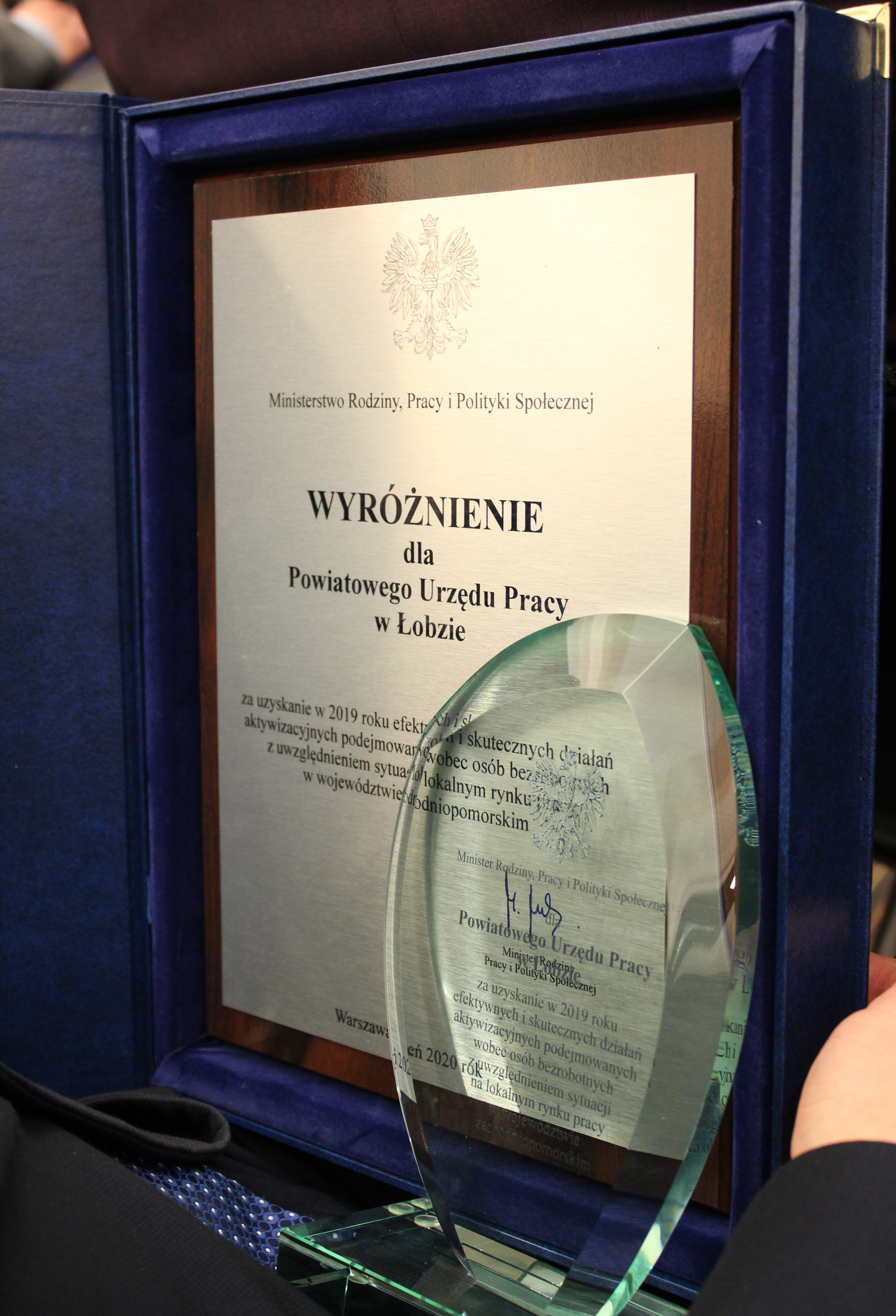 Wyróżnienie dla Powiatowego Urzędu Pracy w Łobzie 29.01.2020