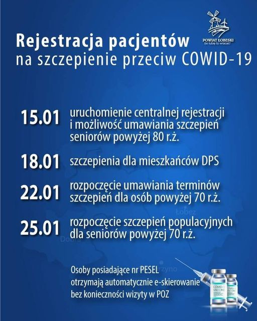 plakat rejestracja pacjentów przciw covid-19