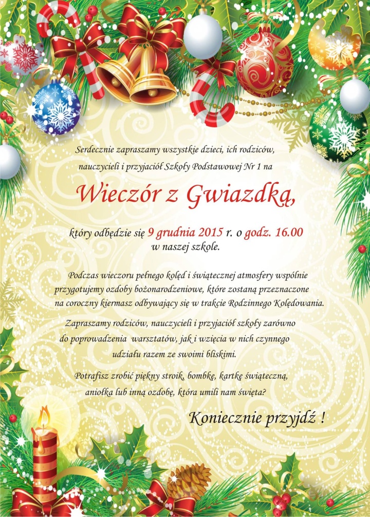 Wieczór z Gwiazdką 2015 - Szkoła Podstawowa nr 1 w Łobzie