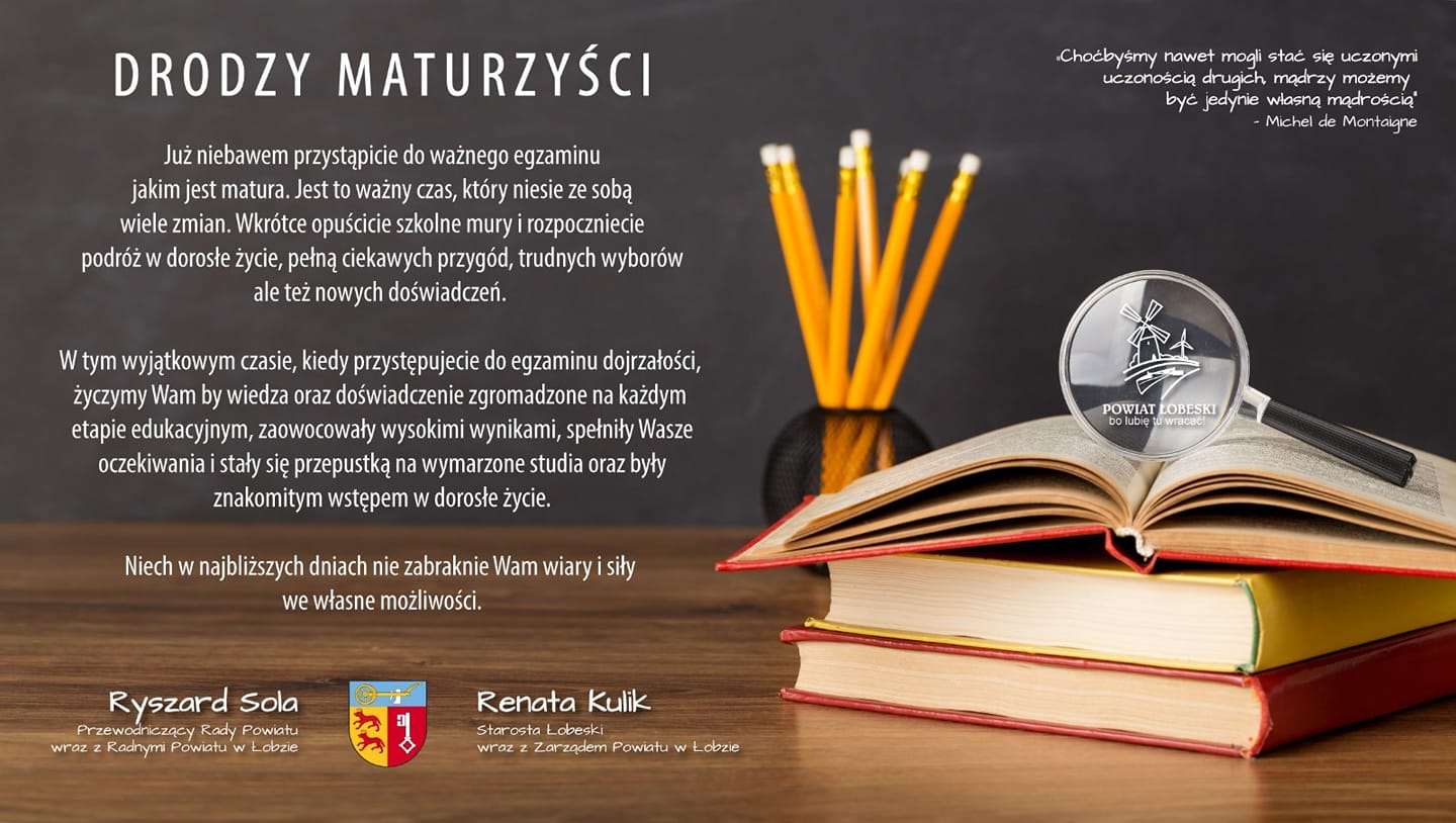plakat dotyczący życzeń dla maturzystów
