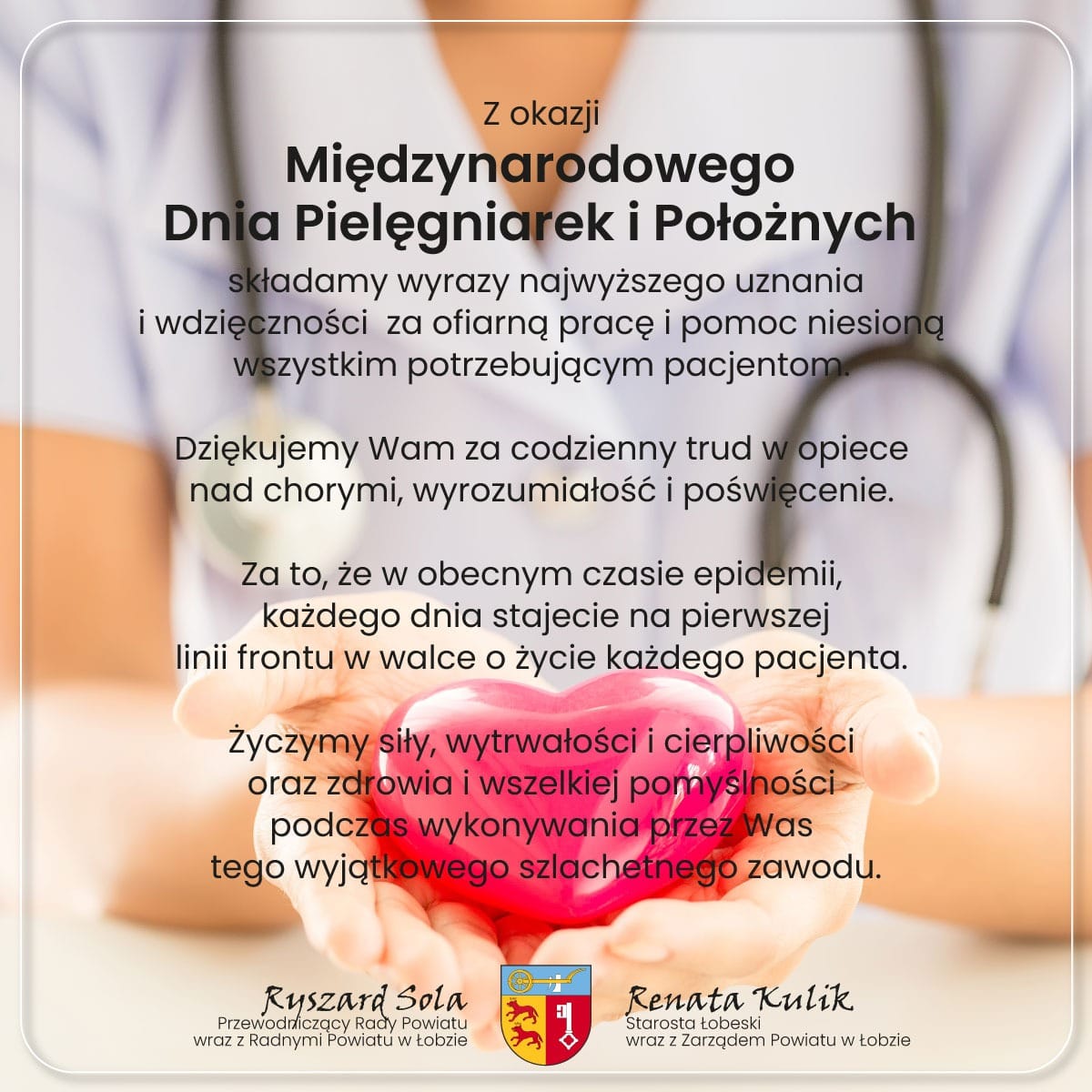 plakat dotyczący zyczeń  z okazji Dnia pielęgniarek i położnych