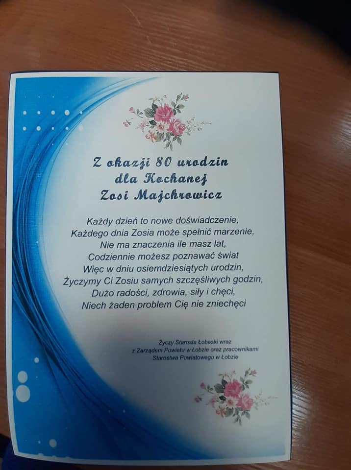 Najlepsze życzenia dla Zofii Majchrowicz 19.05.2020