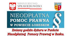 Zmiany godzin dyżuru w Punkcie Nieodpłatnej Pomocy Prawnej w Resku.