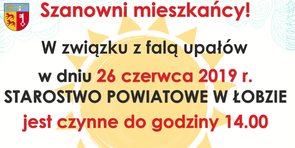 Skrócony czas pracy 26.06.2019