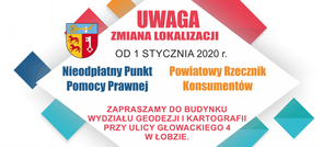 Zmiana lokalizacji Pomocy Prawnej i Rzecznika Konsumentów 2020