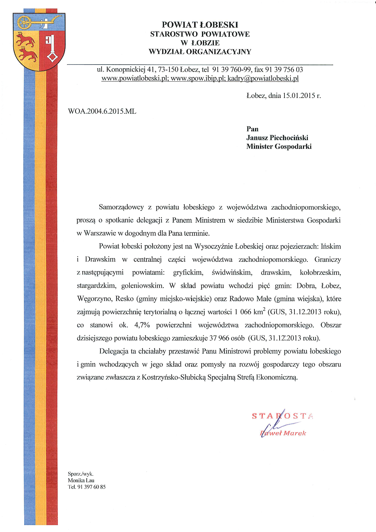 List intencyjny do Ministra Gospodarki