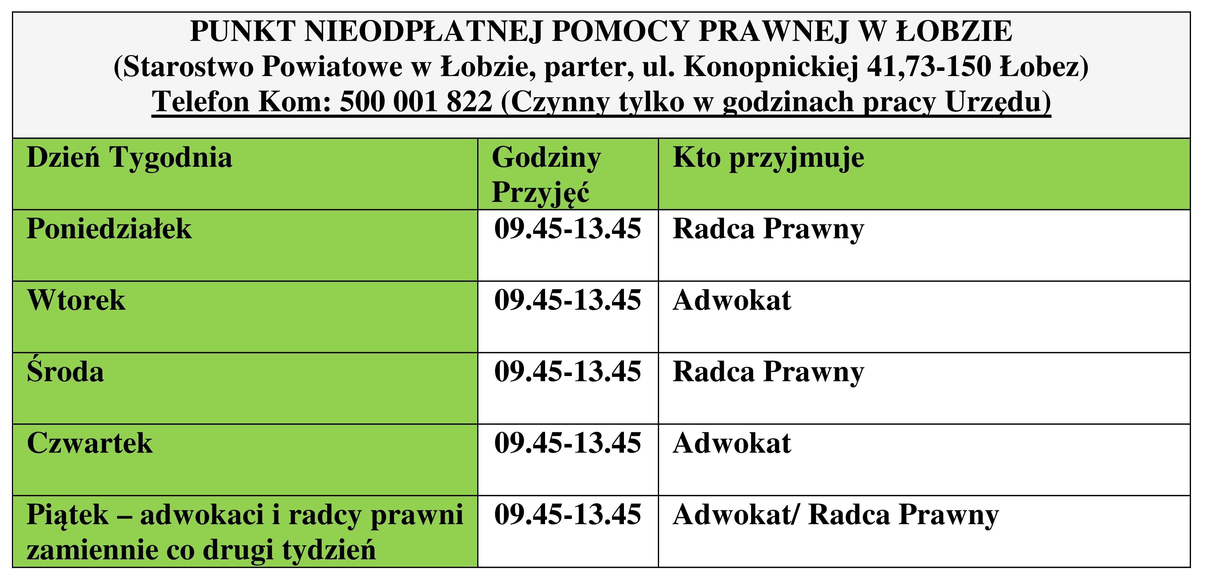 Nieodpłatna Pomoc Prawna 2019