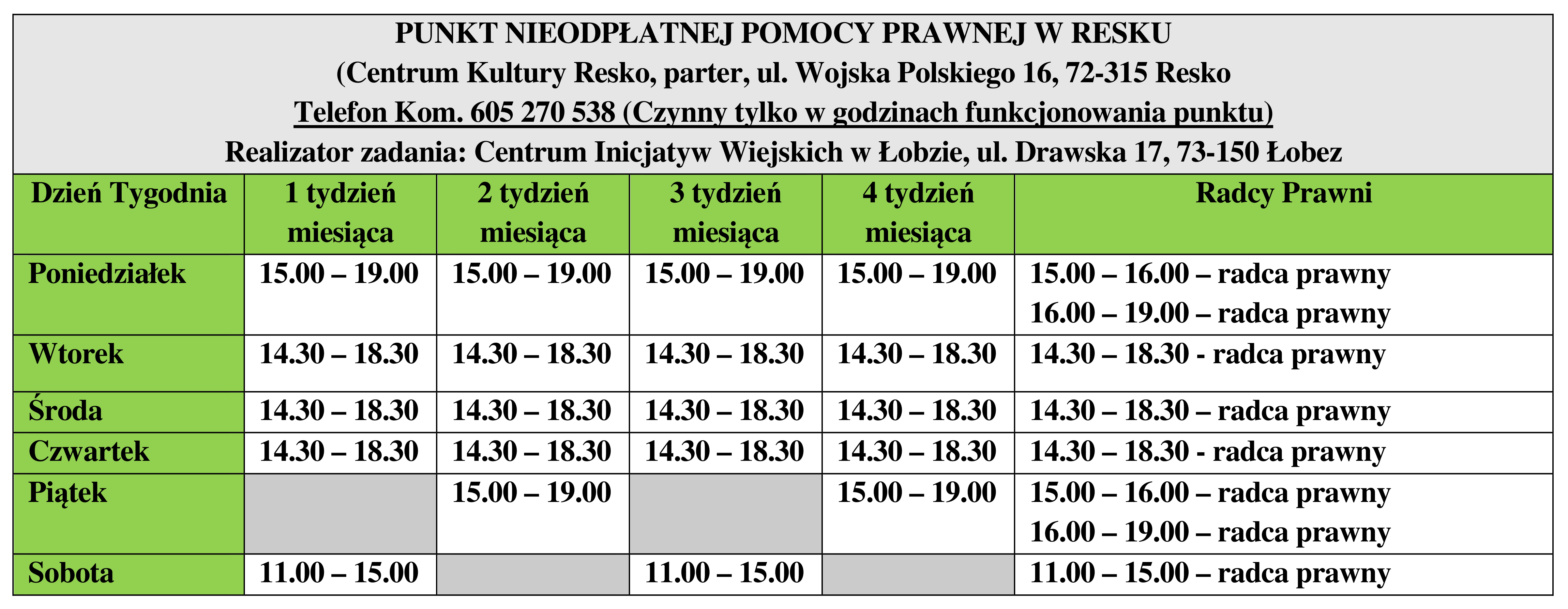 Nieodpłatna Pomoc Prawna 2019