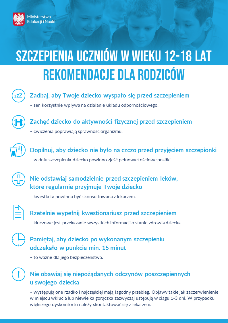 plakat dotyczący szcepoień 12-18 lat
