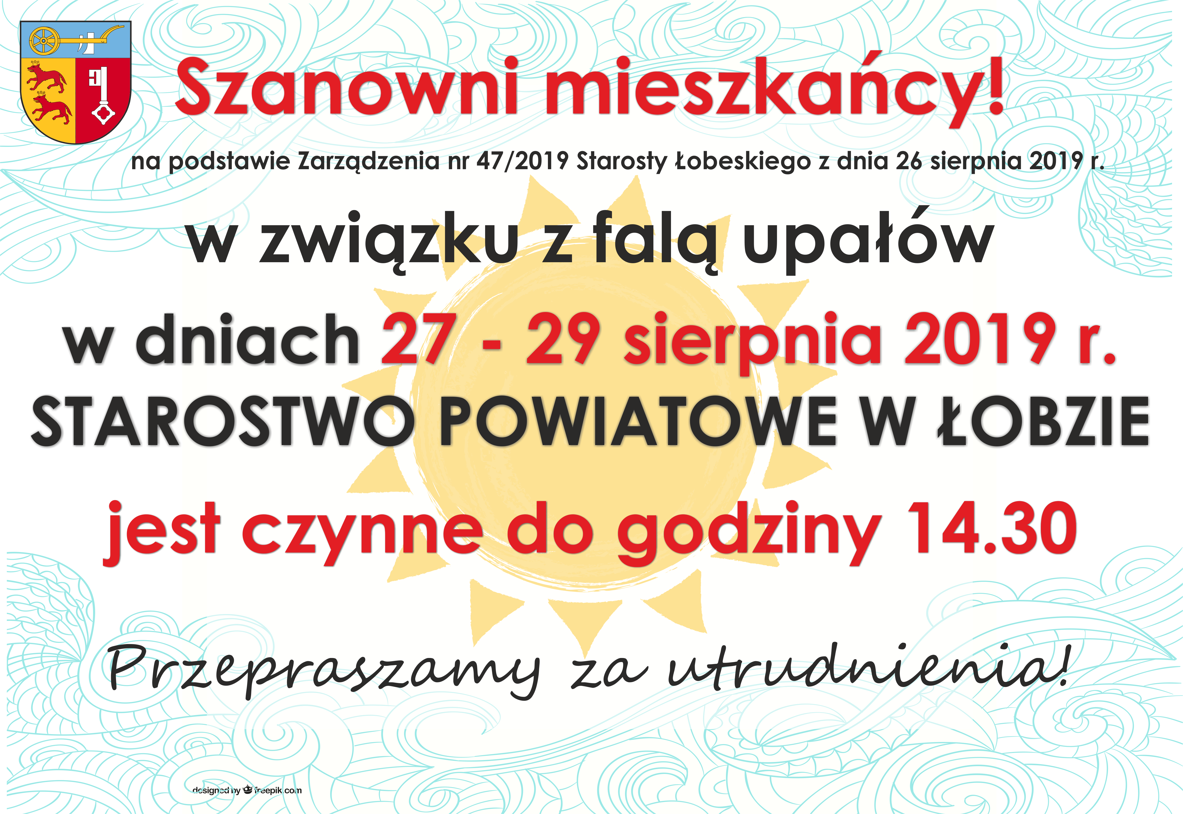 Skrócony czas prac 27-29.08.2019