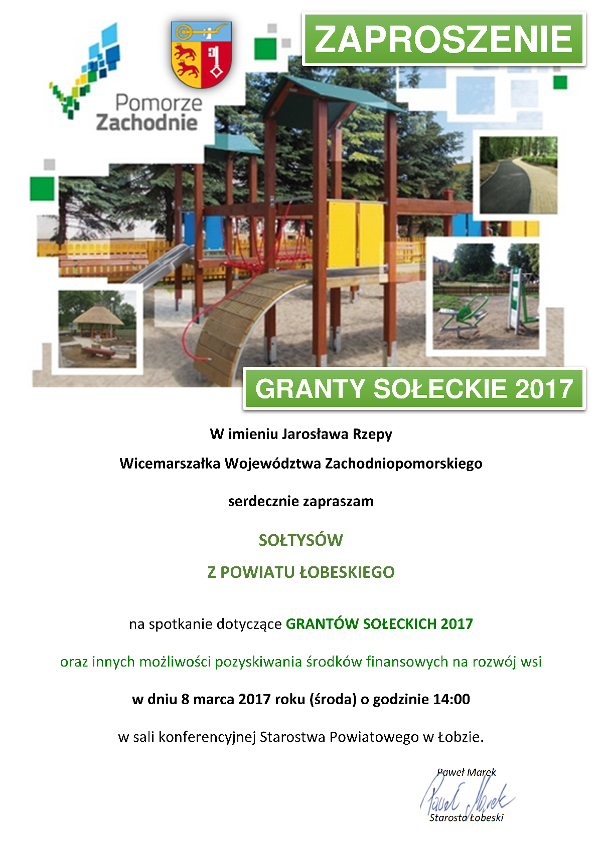 Zaproszenie na spotkanie - Granty Sołeckie 2017