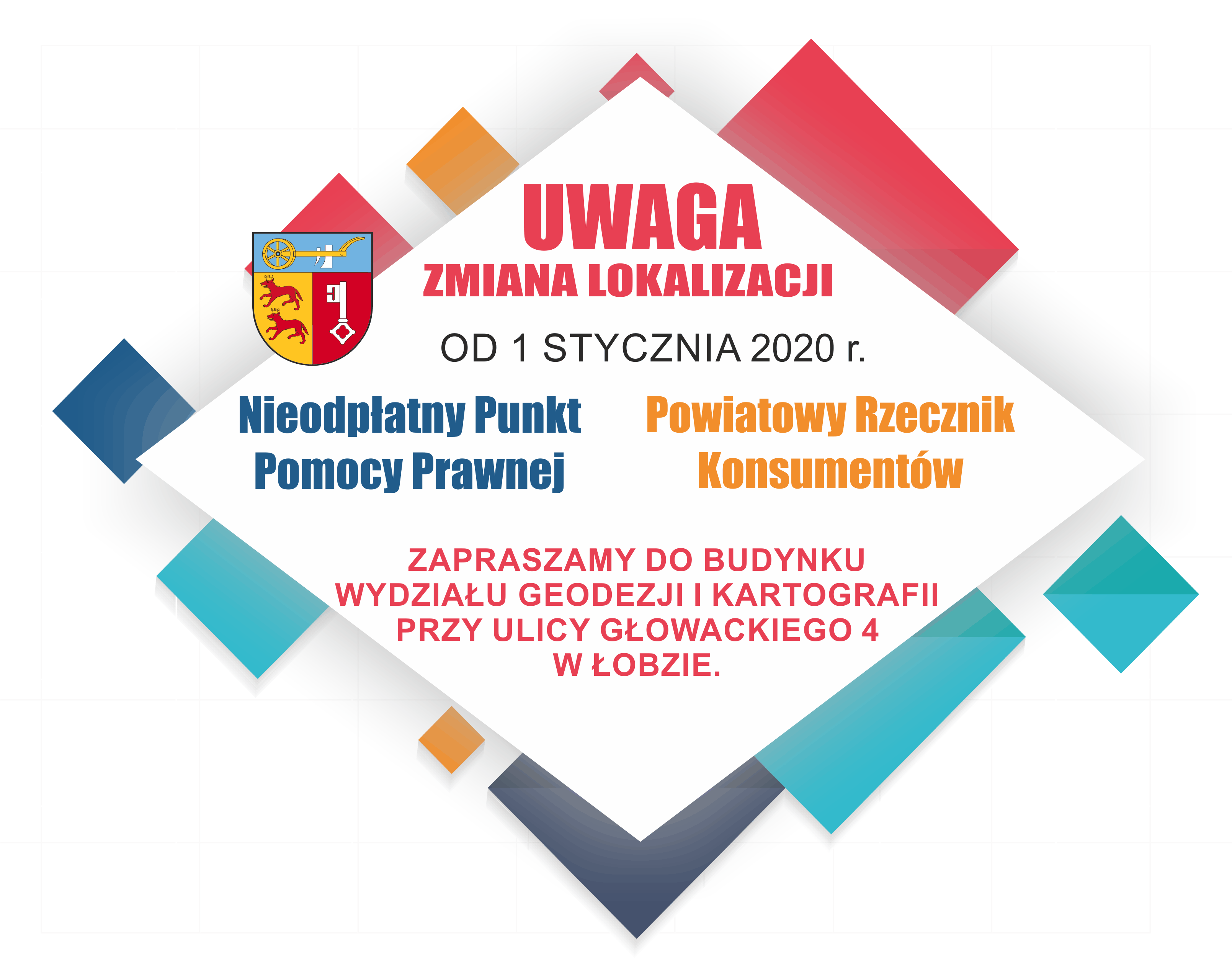 Zmiana lokalizacji Pomocy Prawnej i Rzecznika Konsumentów 2020