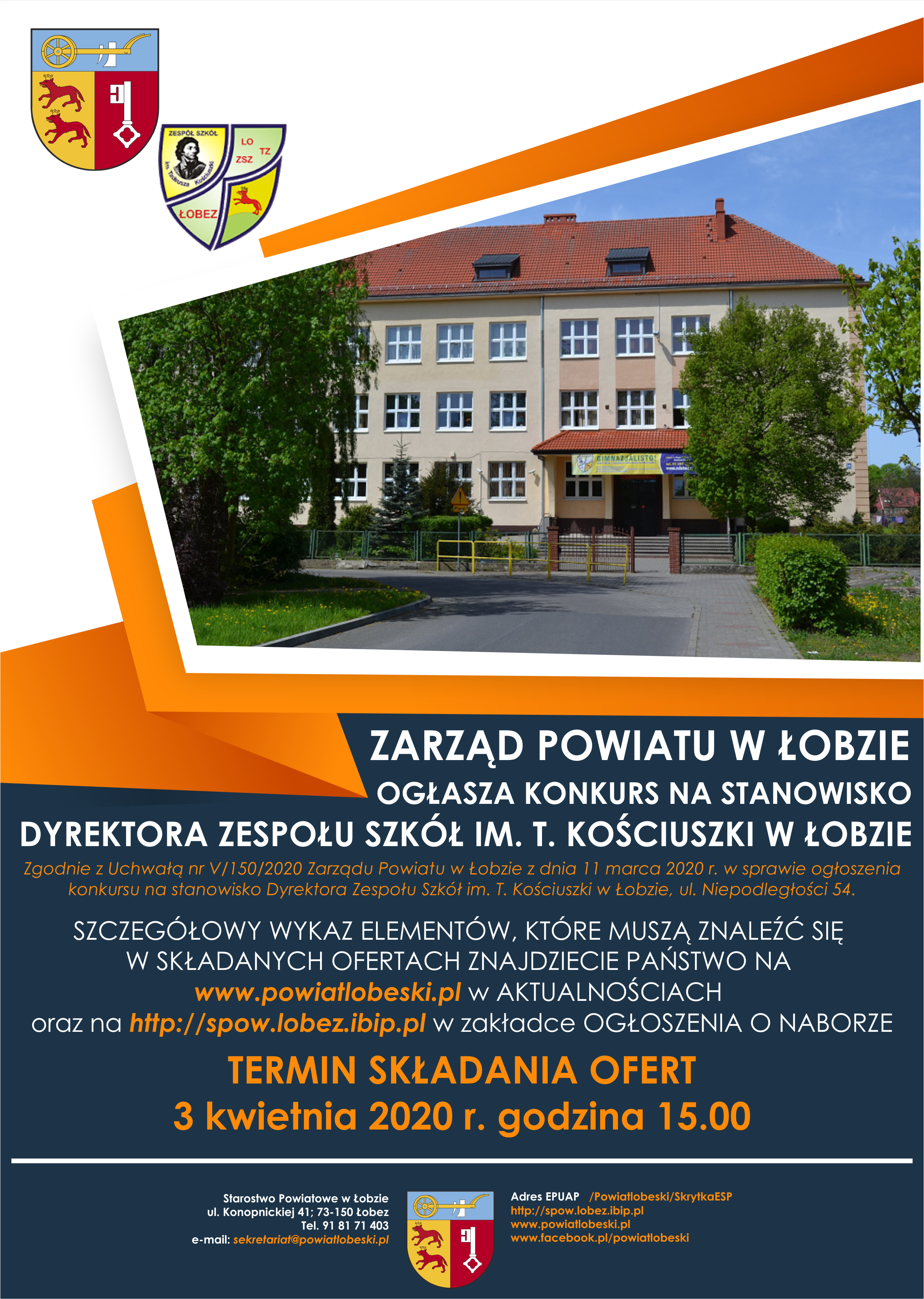 Konkurs na Dyrektora ZS w Łobzie 17.03.2020